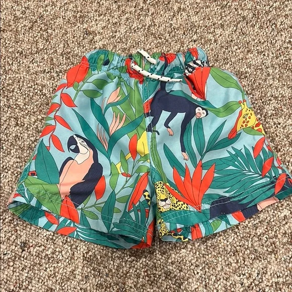 Mini Boden Boys Tropical Swim Shorts Trio - Sharks, Crocodiles & Parrots - Picture 10 of 13